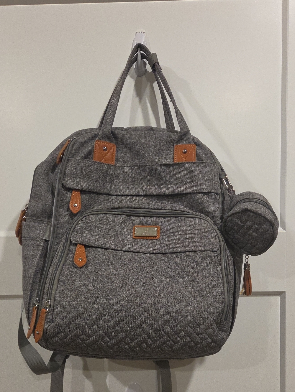 Babbleroo Large Diaperbag Gray Convertible Backpack Tote Bag